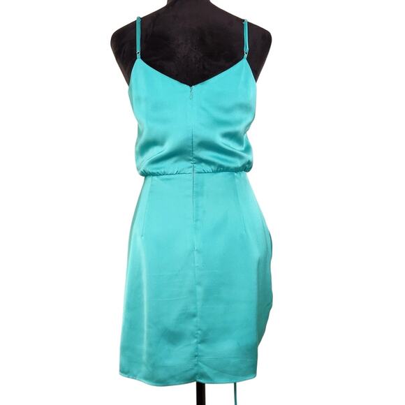 GIANNI BINI Ruched Cocktail Turquoise Green Dress, Size 4 - Picture 5 of 13